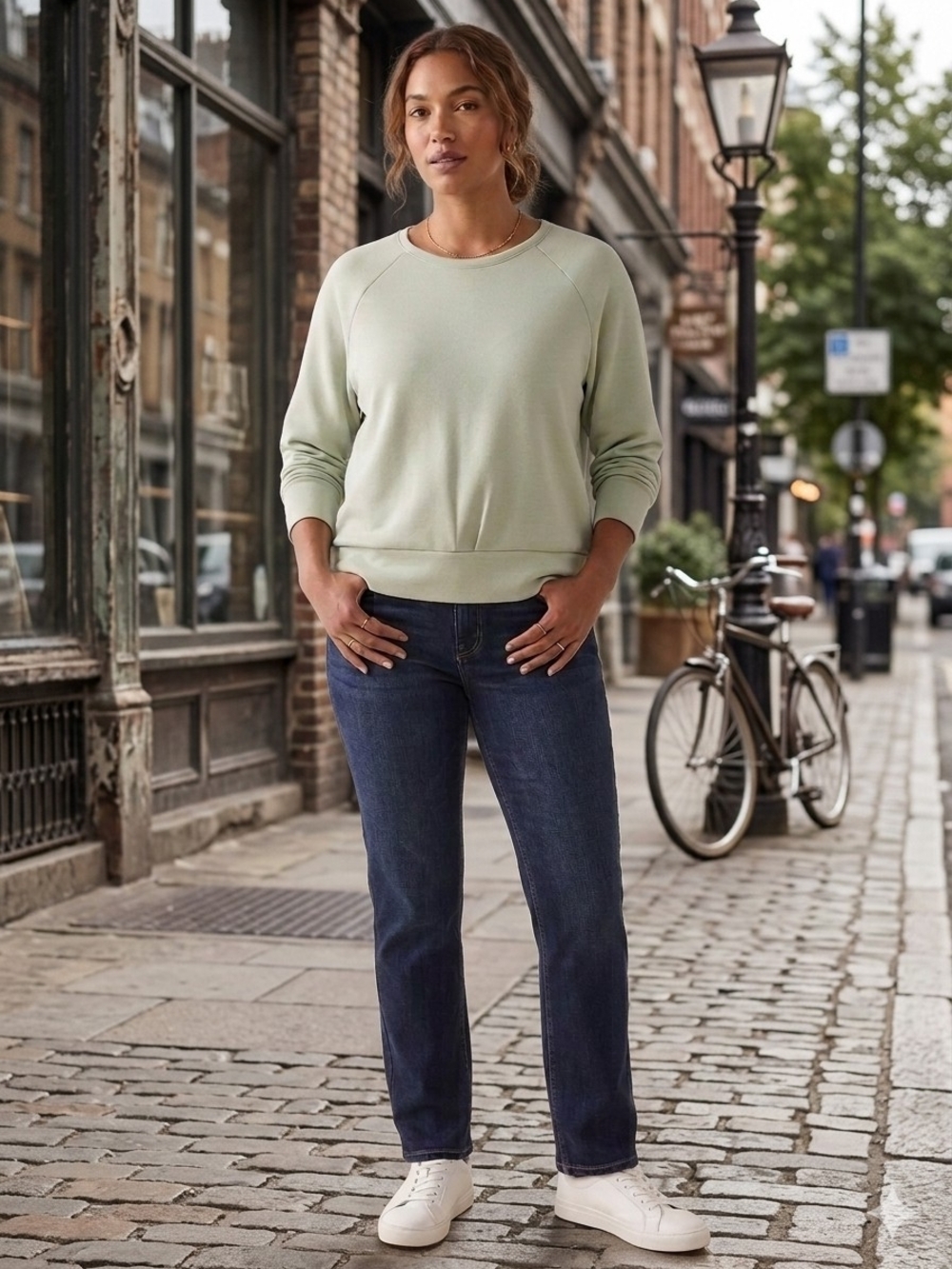 Catherine Malandrino Sage Green  Raglan Crewneck Pullover Sweatshirt Size 1X New